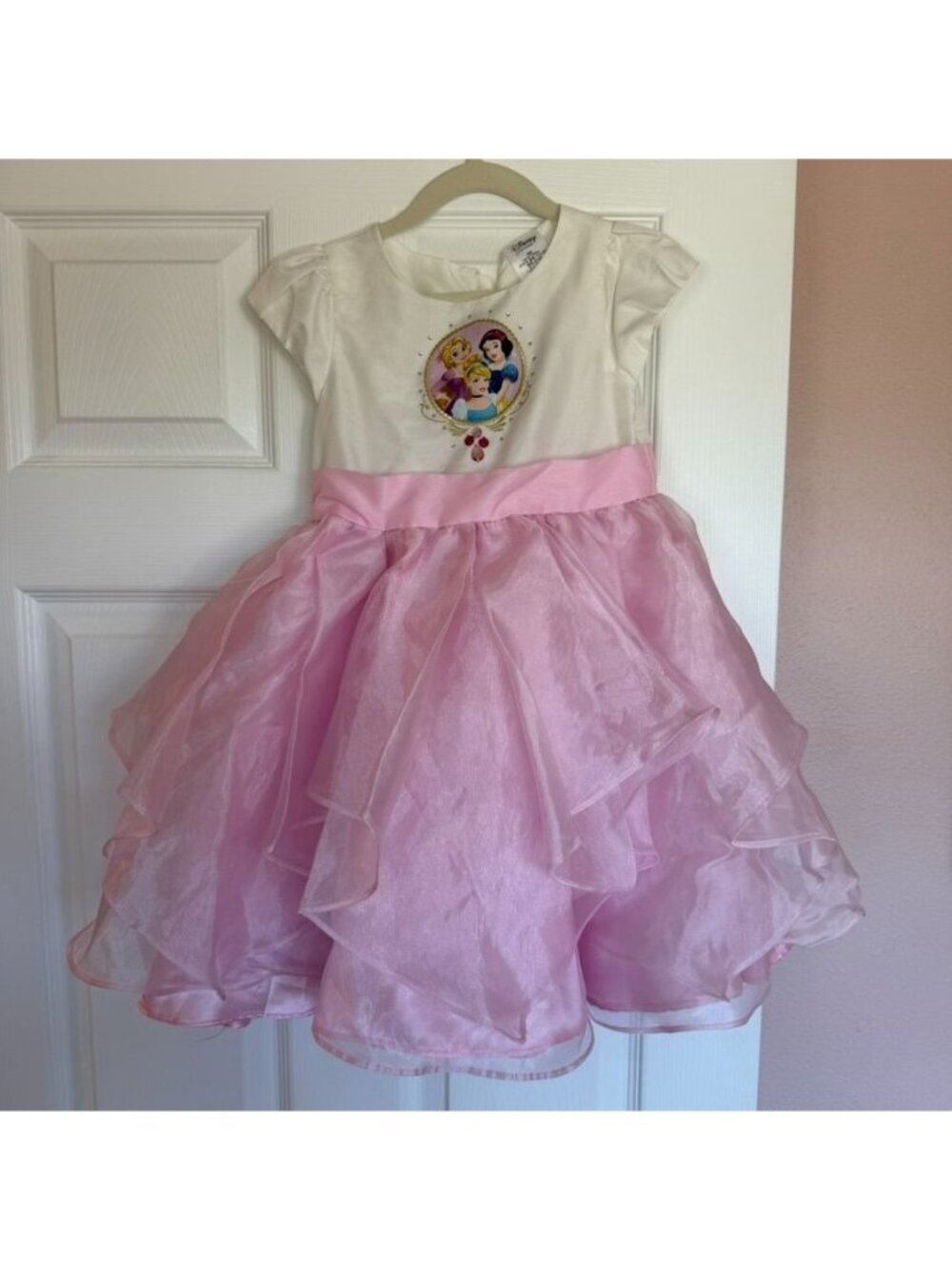 Disney Store Pink Princess Tiered Dress Girls Size 5/6 Cinderella Snow White Rap
